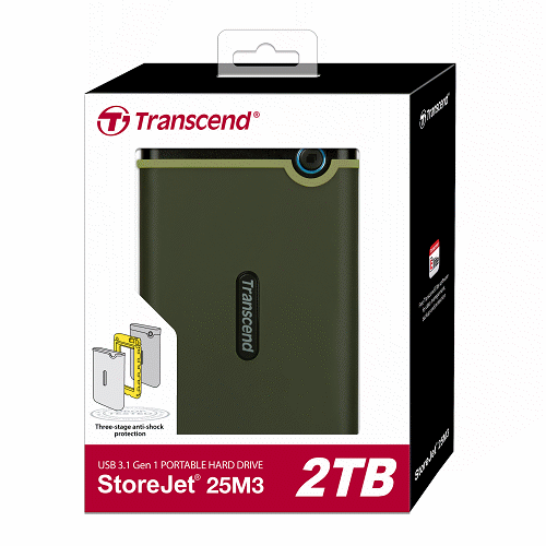 Transcend創見 TS2TSJ25M3G行動硬碟2.5吋2TB 軍綠