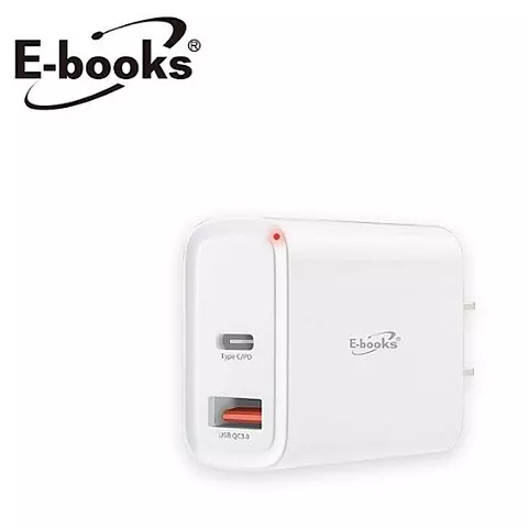 E-books B60 高效能20W PD+QC3.0雙孔快速充電器