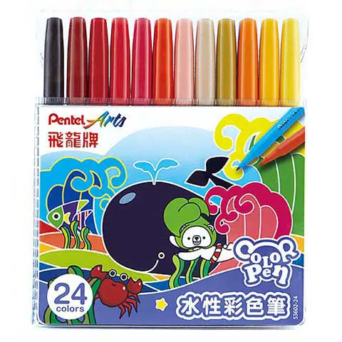 Pentel飛龍 S3602 -24  細支彩色筆 24色組(#畫材)