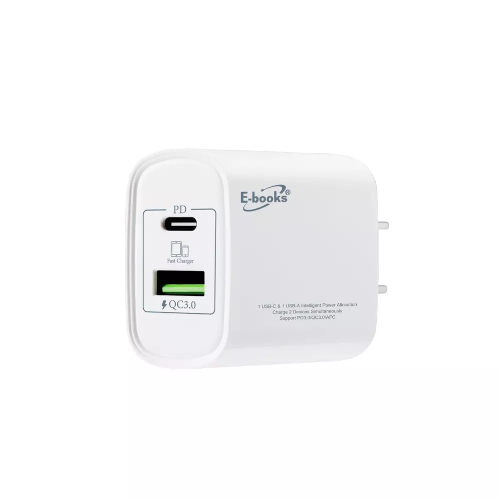 B73 智能穩壓 20W PD+QC3.0雙孔快速充電器