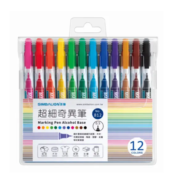 SIMBALION雄獅 No.812 超細奇異筆 12色組