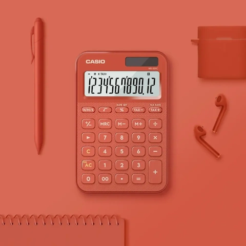 CASIO 卡西歐 MS-20YC-RD 計算機12位元-赤朱紅