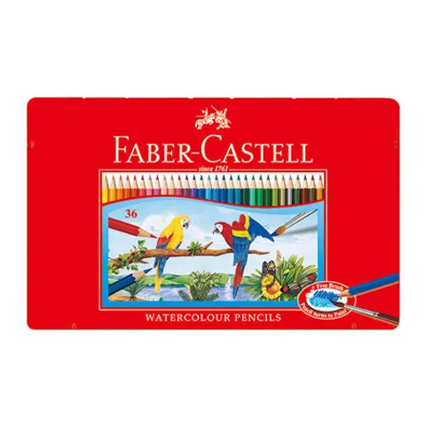 Faber-Castell輝柏 36色水彩色鉛筆-紅色鐵盒